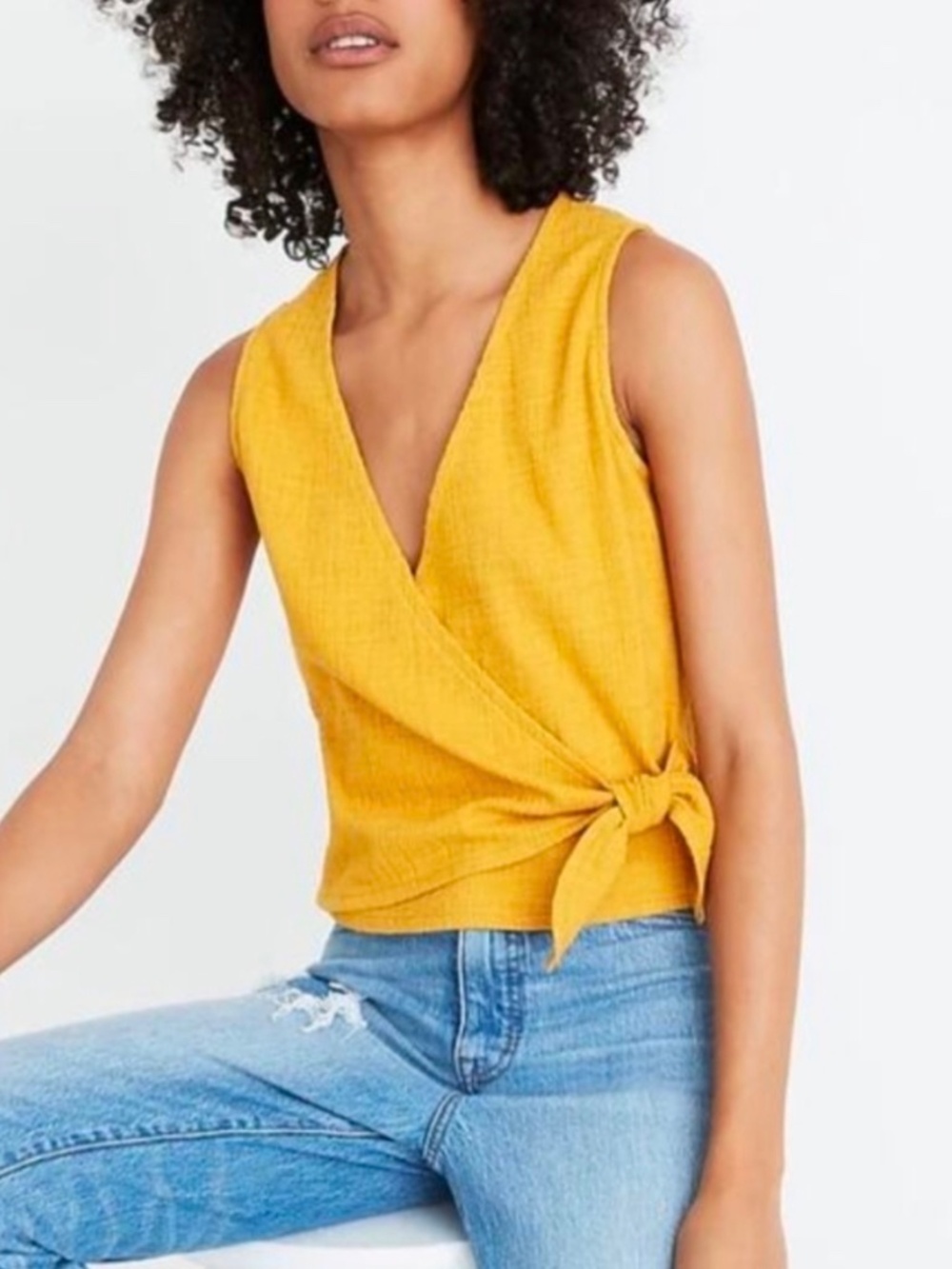 Madewell Wrap-Tie Tank Top, Yellow